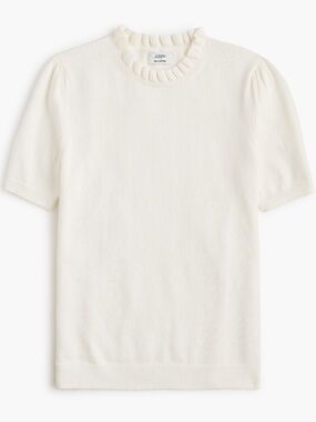 NWT J.Crew Factory Short-sleeve Cotton Ruffleneck Sweater
